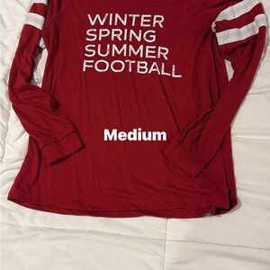 Red Long Sleeve Graphic Tee - 'Winter Spring Summer Football'